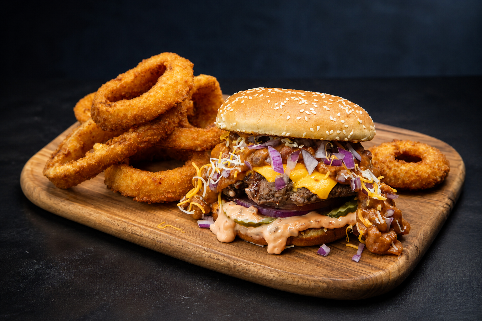 Juicy burgers with fries