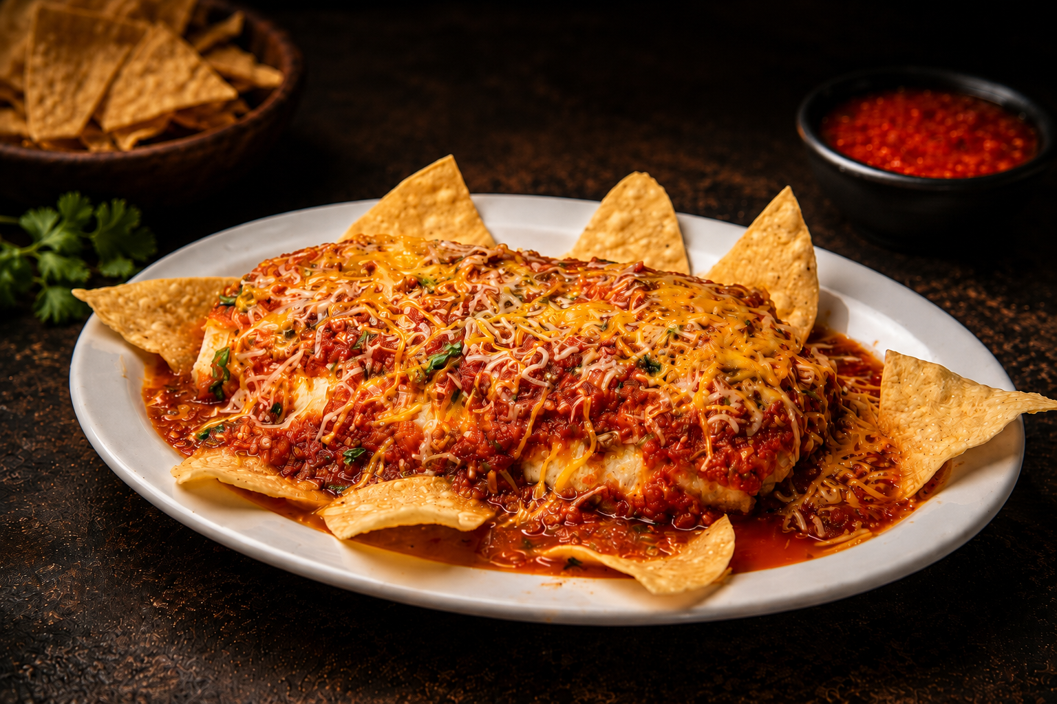 Mexican favorites with tacos, rice, beans, and salsa