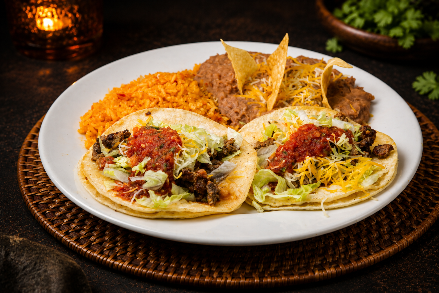 Fresh Mexican-inspired entree served with salad and tortillas
